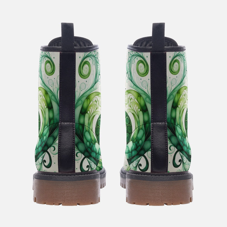 Hippie Art Zone - Vibrant Green Fox Casual Leather Lightweight Boots For Hippies