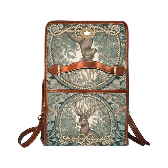 Retro Renaissance Deer Canvas Satchel Handbag For Boho Hippie