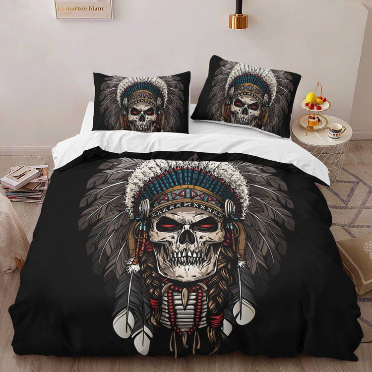 hippieartzone - Native American Skull Bedding Set