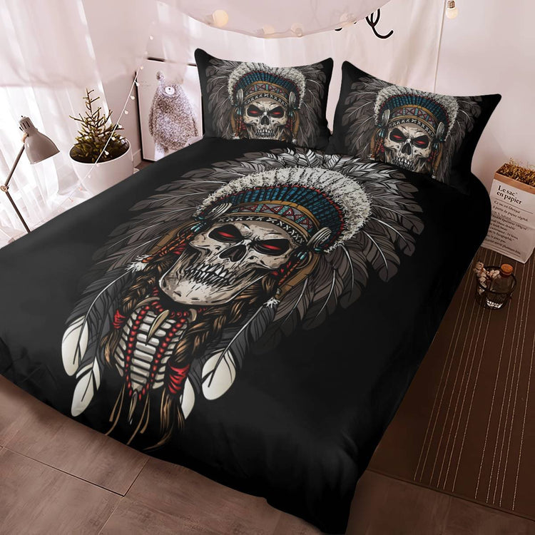 hippieartzone - Native American Skull Bedding Set