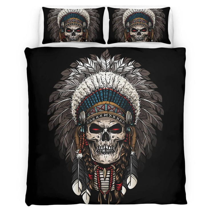 hippieartzone - Native American Skull Bedding Set