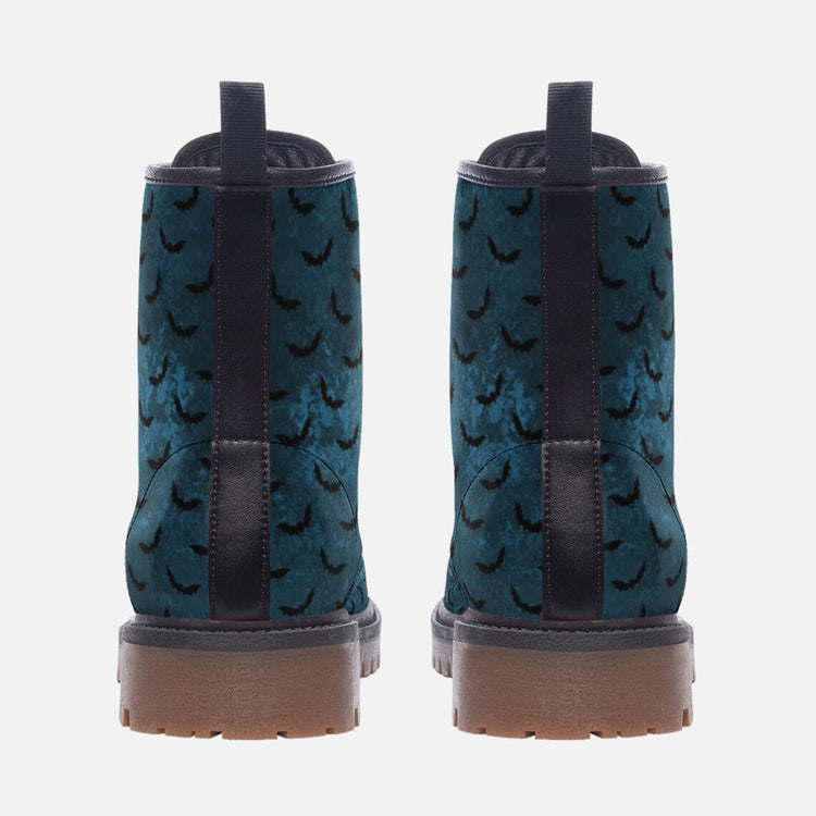 Hippie Art Zone - Dark Teal Bats Combat Boots.