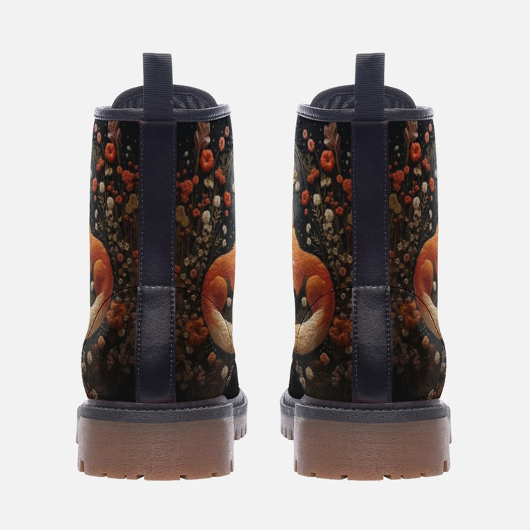 Hippie Art Zone - Faux-embroidery Fox & Moon Vegan Boots.