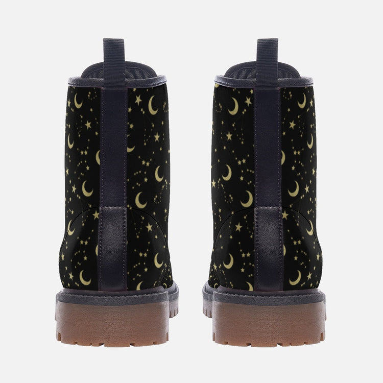 Hippie Art Zone - Moons & Stars Vegan Combat Boots.