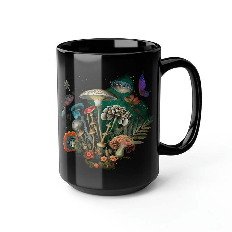 hippieartzone Mug - Mushroom Mug Floral Coffee Mug.