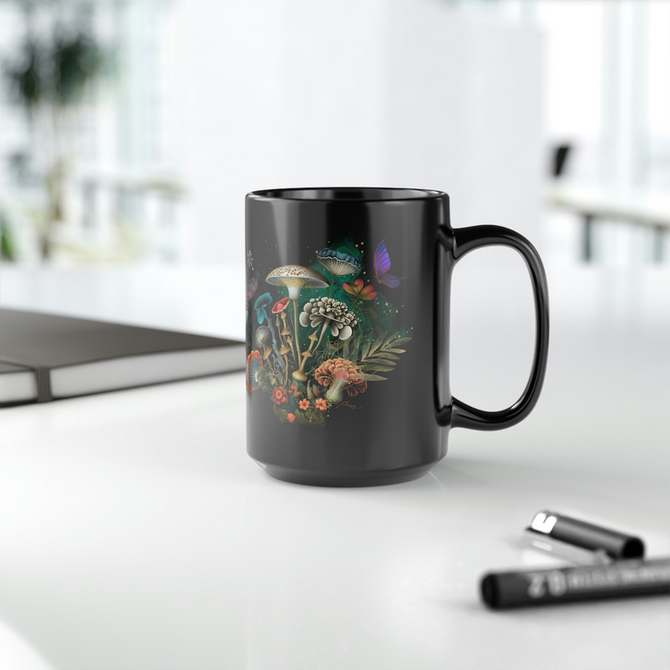 hippieartzone Mug - Mushroom Mug Floral Coffee Mug.