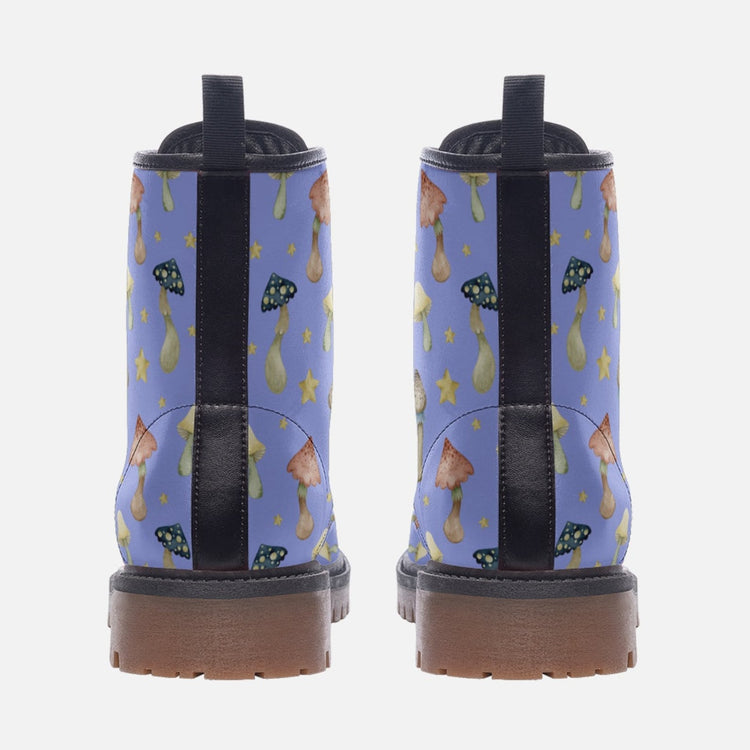 Hippie Art Zone - Woodland Mushrooms Vegan Combat Boots.