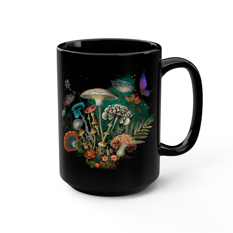 hippieartzone Mug - Mushroom Mug Floral Coffee Mug.