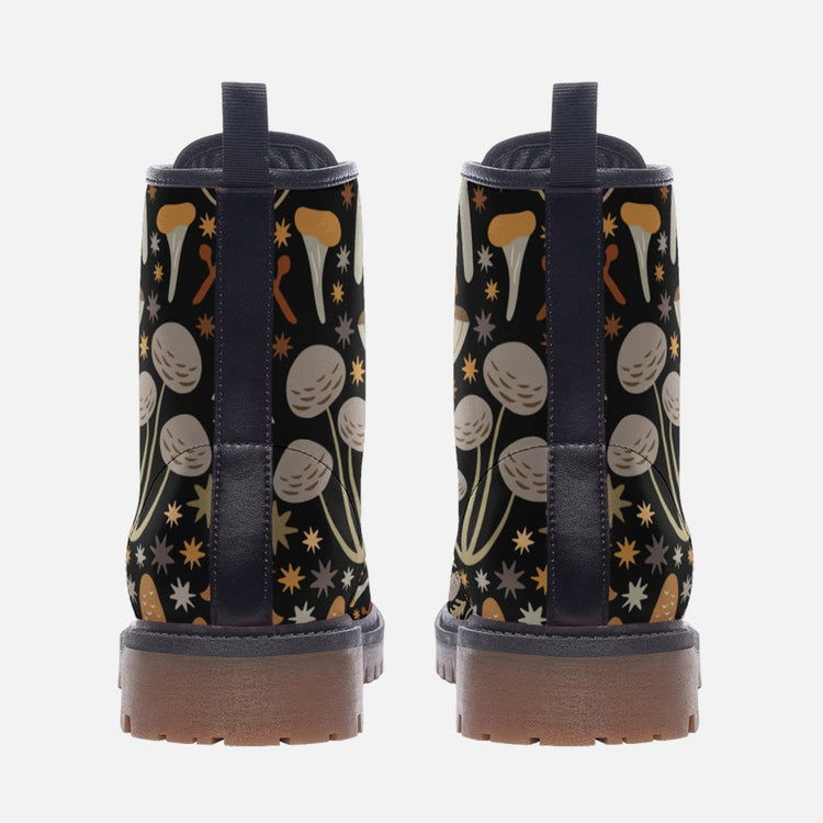 Hippie Art Zone - Woodland Mushrooms Vegan Combat Boots.