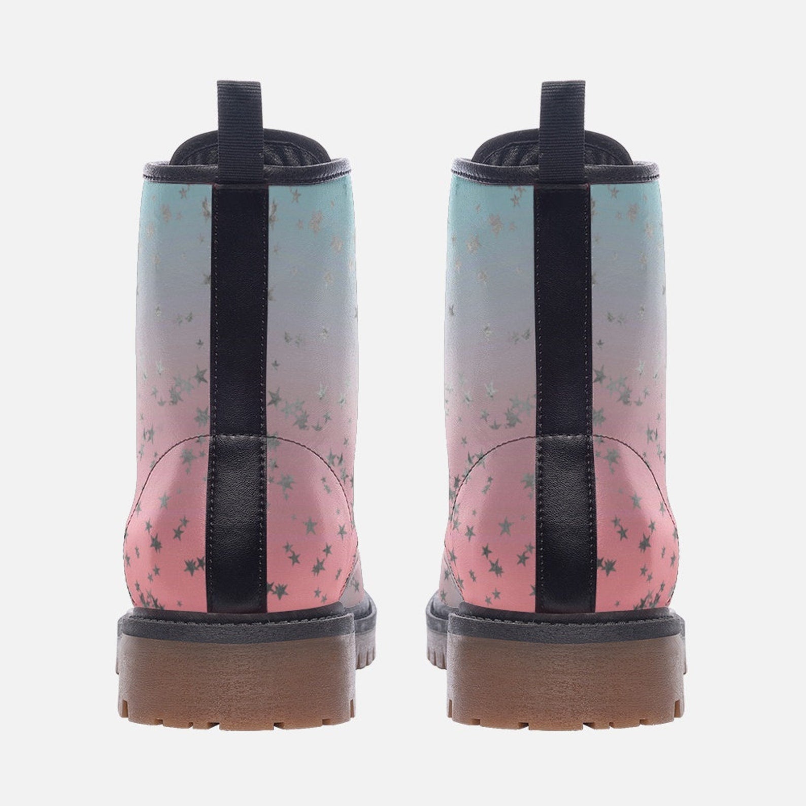 Hippie Art Zone - Pastel Pink & Blue Silver Stars Boots.