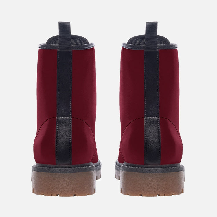 Hippie Art Zone - Cherry Red Vegan Combat Boots.