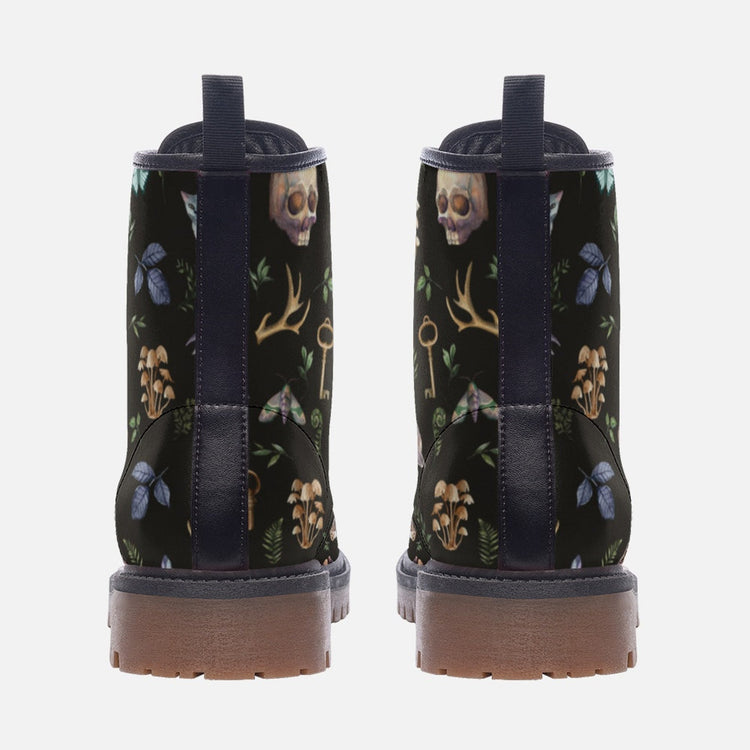 Hippie Art Zone - Skull Witchy Things Vegan Leather Combat Boots