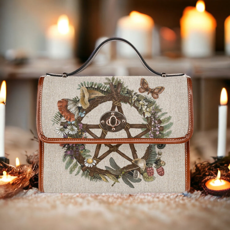 Cottagecore Witch Canvas Satchel Handbag For Boho Hippie