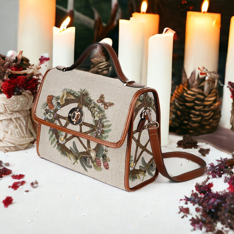 Cottagecore Witch Canvas Satchel Handbag For Boho Hippie