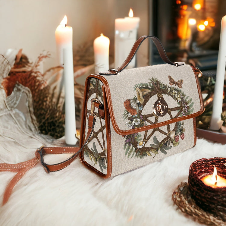 Cottagecore Witch Canvas Satchel Handbag For Boho Hippie