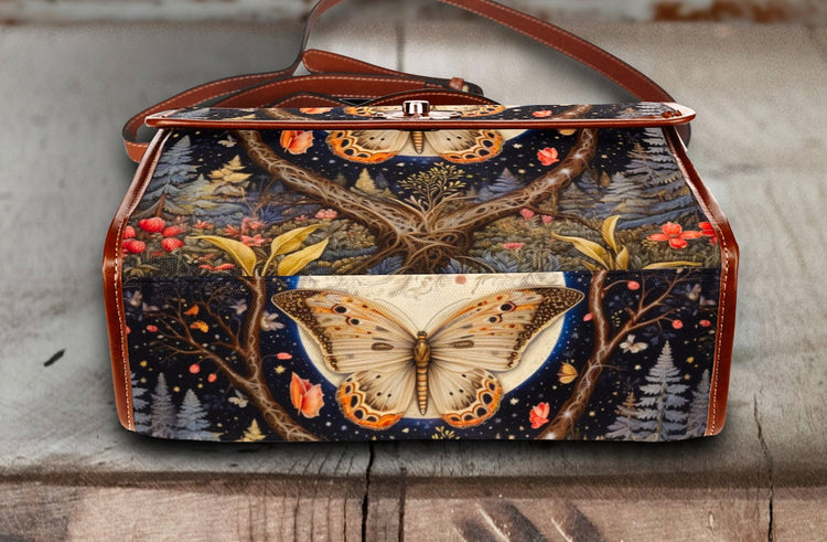 Cottagecore Witchy Luna Moth Satchel Handbag For Boho Hippie