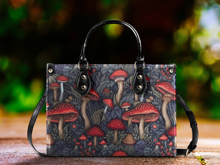hippieartzone Bag - Cottagecore Mushroom Forest Tote Purse.
