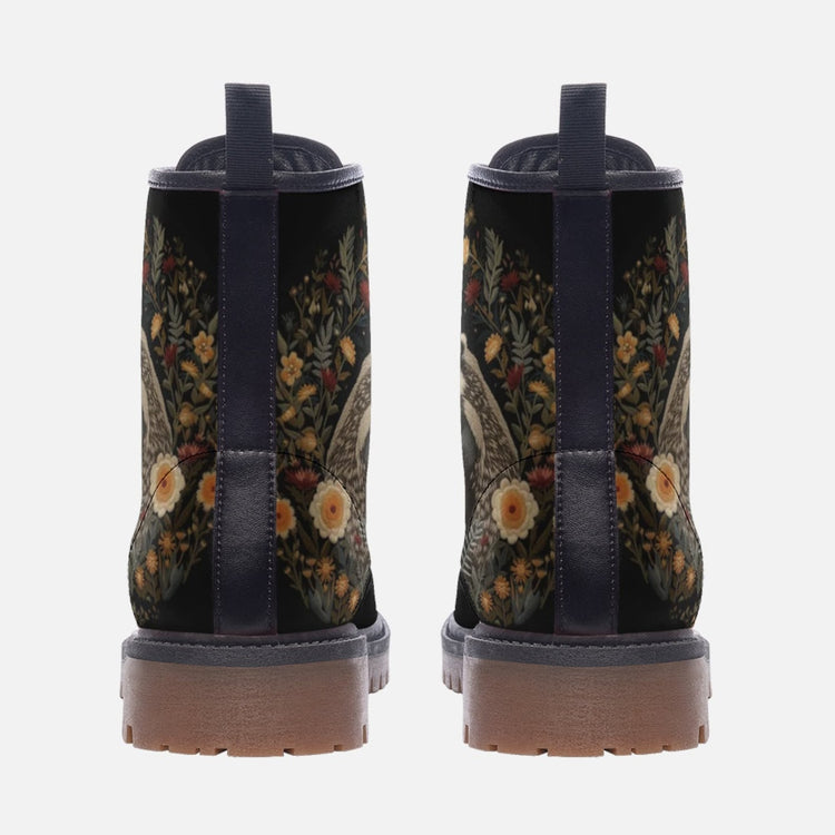 Hippie Art Zone - Faux-embroidery Badger & Moon Vegan Boots.