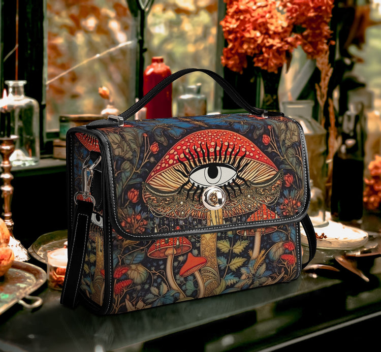 Cottagecore Mushroom Witch Satchel Handbag For Boho Hippie