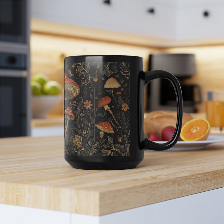 hippieartzone Mug - Mushrooms & Wildflowers Coffee Mug.