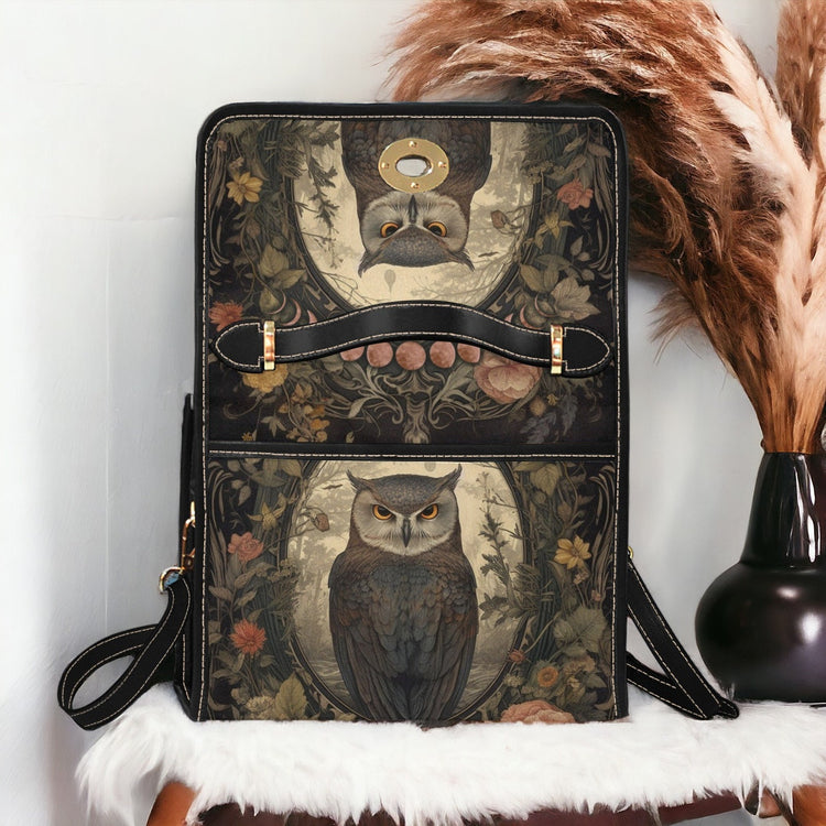Owl Moon Dark Academia Witchy Canvas Satchel Handbag For Boho Hippie