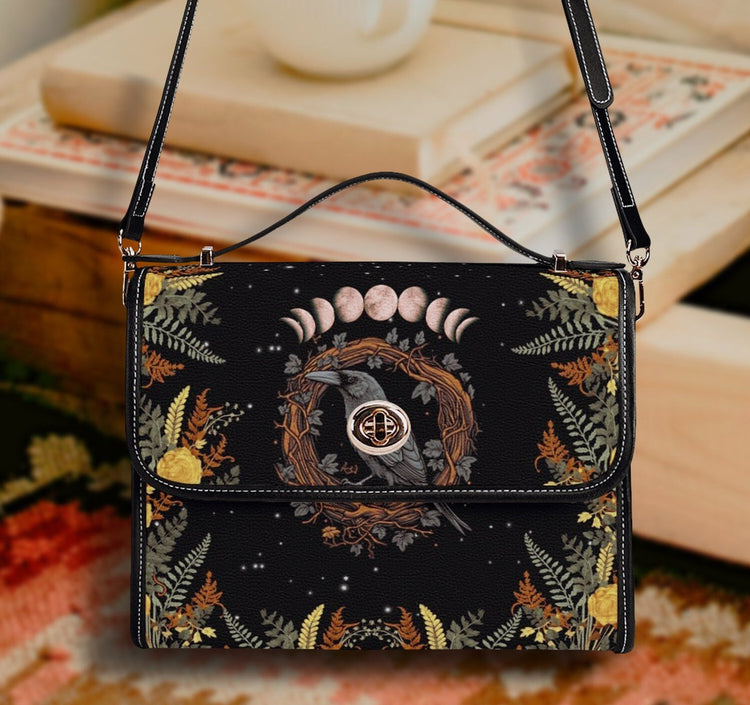 Witchy Raven Satchel Handbag For Boho Hippie