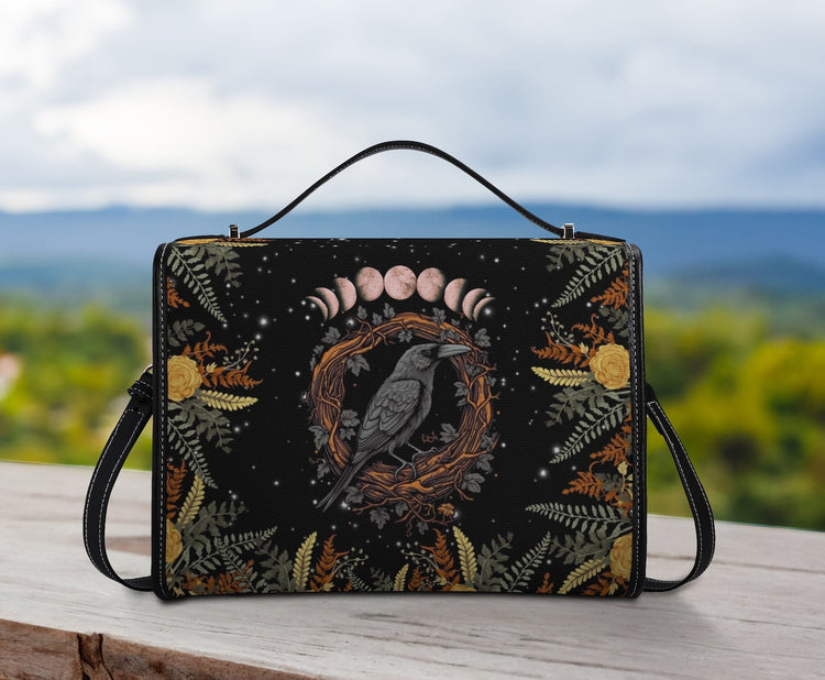 Witchy Raven Satchel Handbag For Boho Hippie