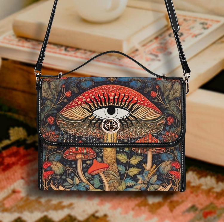 Cottagecore Mushroom Witch Satchel Handbag For Boho Hippie