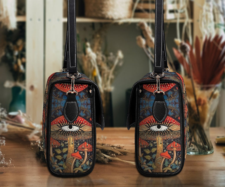 Cottagecore Mushroom Witch Satchel Handbag For Boho Hippie
