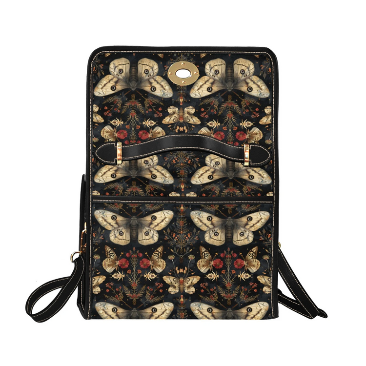 Cottage Goth Moths Flowers Witchy Satchel Handbag For Boho Hippie