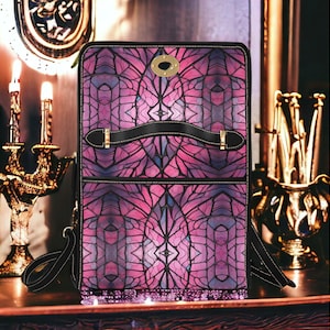 Pink Kawaii Goth Stained Glass Handbag For Boho Hippie