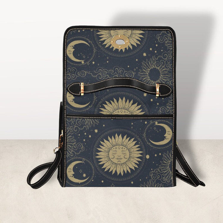Mystical Sun and Moon Satchel Handbag For Boho Hippies