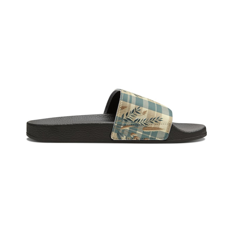 hippieartzone - Sky Plaid Harvest Women's PU Slide Sandals.