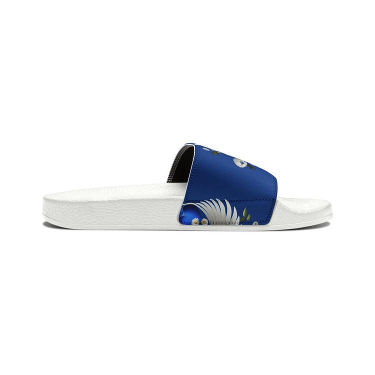 hippieartzone - Royal & Cream Dove Women's PU Slide Sandals.