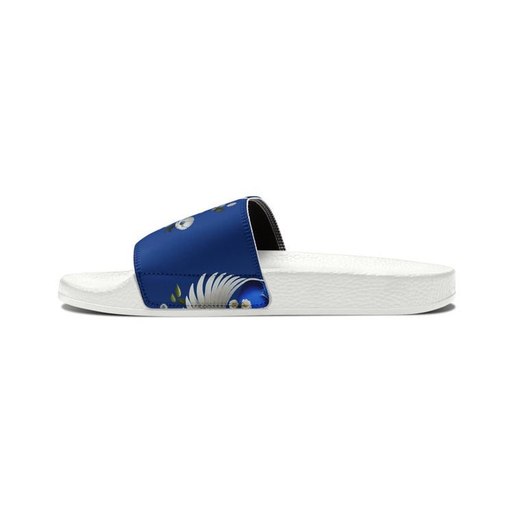 hippieartzone - Royal & Cream Dove Women's PU Slide Sandals.