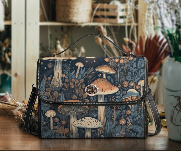 Cottagecore Mushroom Witch Satchel Handbag For Boho Hippie
