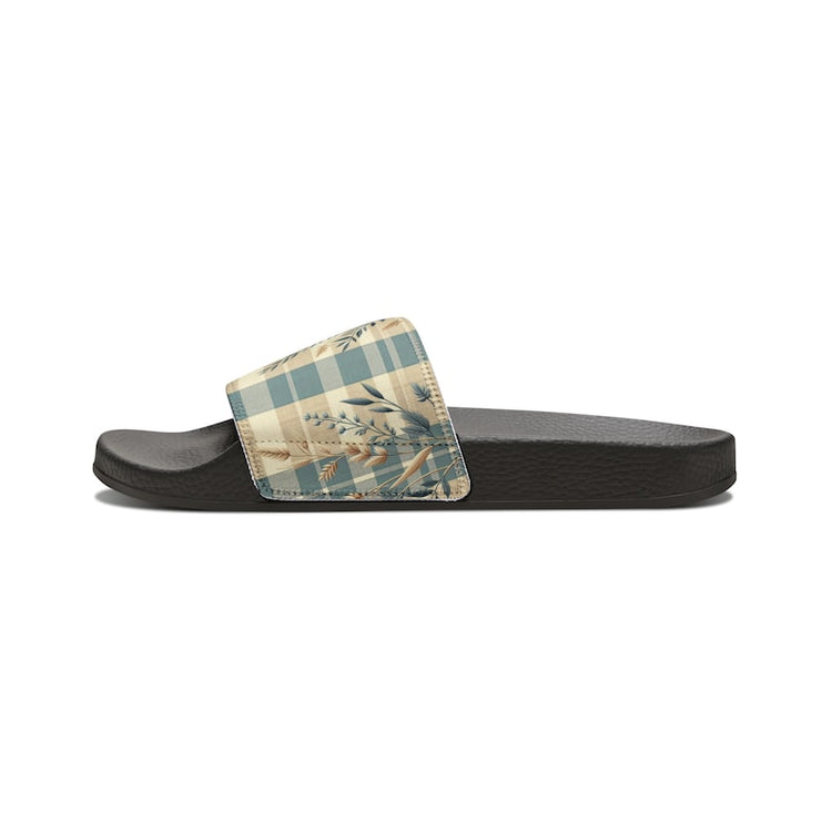 hippieartzone - Sky Plaid Harvest Women's PU Slide Sandals.