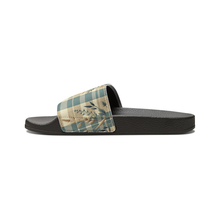 hippieartzone - Sky Plaid Harvest Women's PU Slide Sandals.