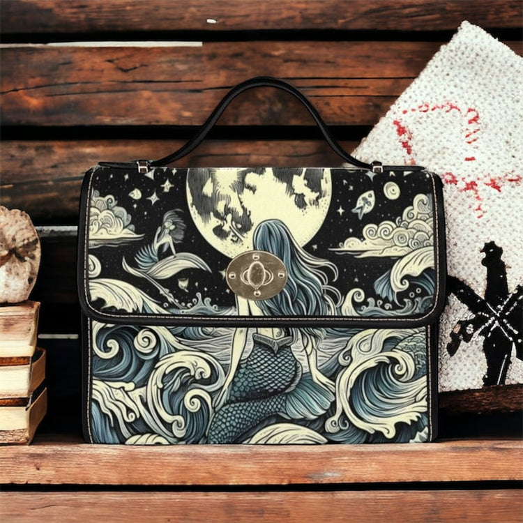 Mermaidcore Vintage Style Canvas Fantasy Satchel Bag For Hippie