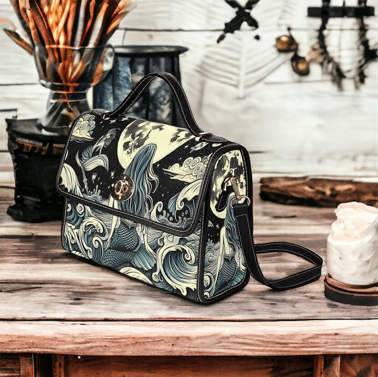 Mermaidcore Vintage Style Canvas Fantasy Satchel Bag For Hippie