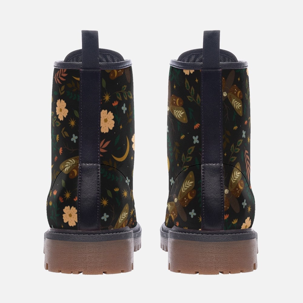 Hippie Art Zone - Moths & Flowers / Gothic, Punk, Combat Boots In Unisex