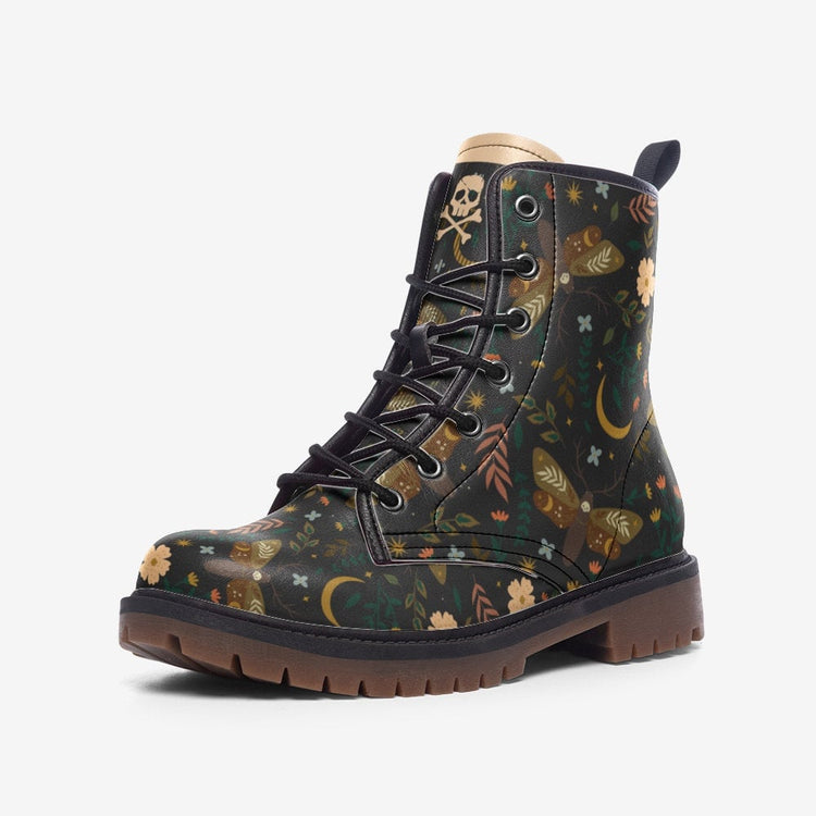 Hippie Art Zone - Moths & Flowers / Gothic, Punk, Combat Boots In Unisex