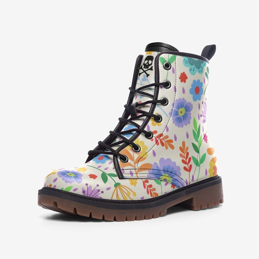 Hippie Art Zone - Spring & Flowers / Gothic, Punk, Combat Boots In Unisex