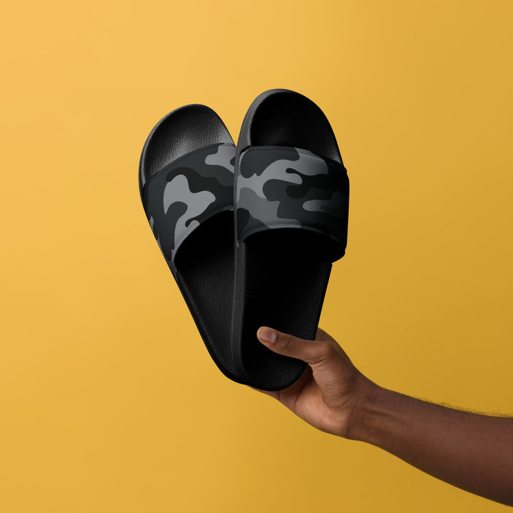 hippieartzone - Men’s Grey Camo slides Camo Slides
