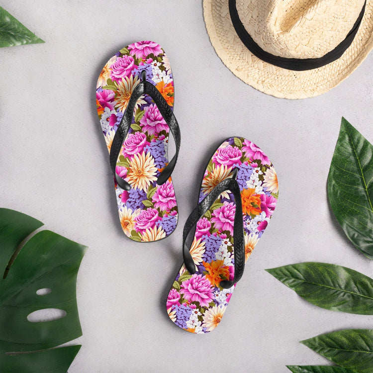 hippieartzone - Multi-Color Floral Flip Flops