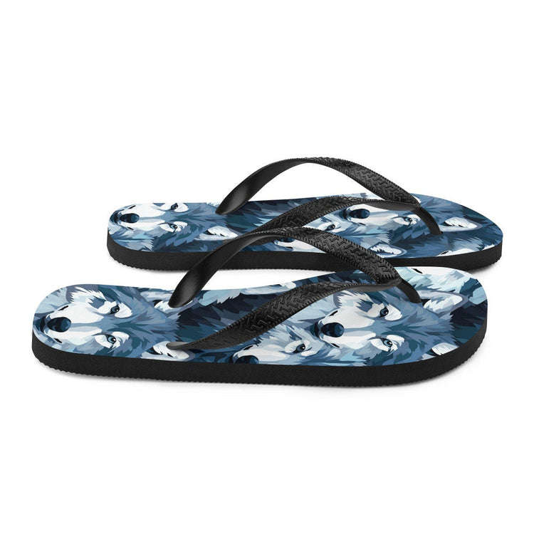 hippieartzone - Gray Wolf Flip Flops