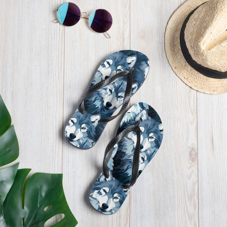hippieartzone - Gray Wolf Flip Flops