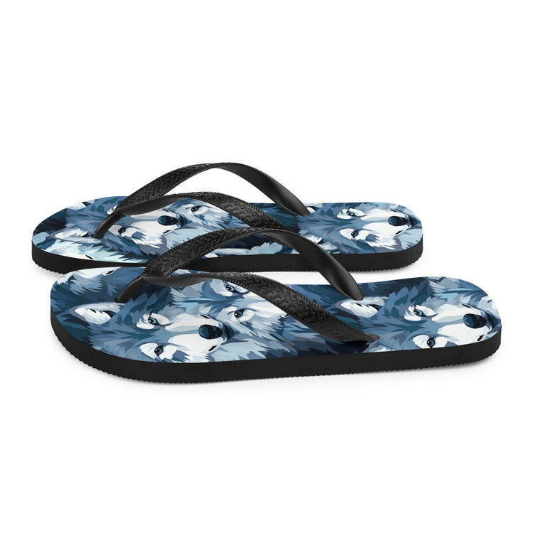 hippieartzone - Gray Wolf Flip Flops