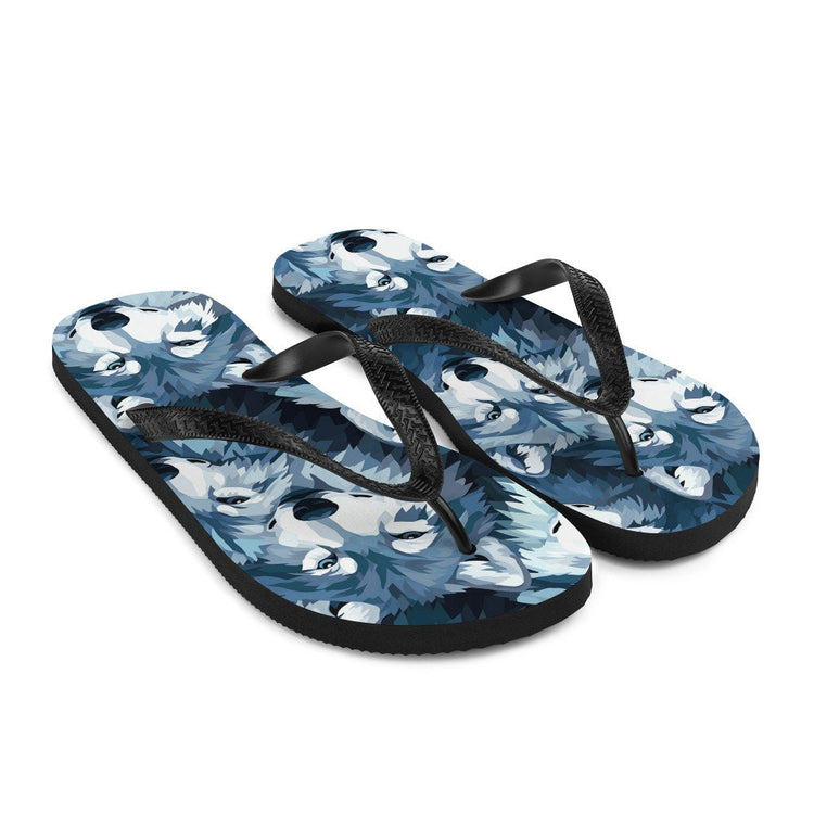 hippieartzone - Gray Wolf Flip Flops