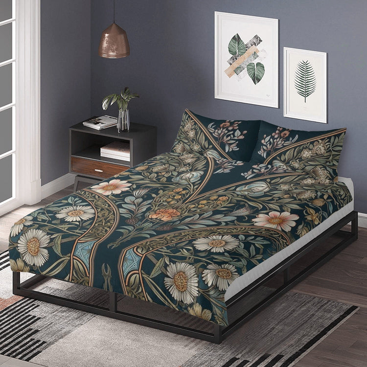 Hippie Art Zone - Dark Cottagecore Forest Animal Bones Witchy 3 Pcs Beddings For Hippie